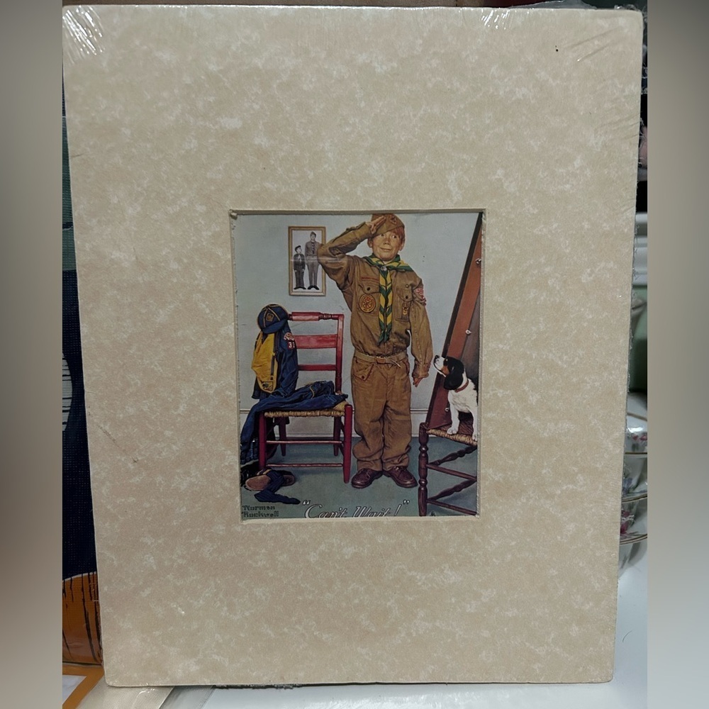 Norman Rockwell Boy Scouts Of America “Can’t Wait” Print 8x10 With Mat-New